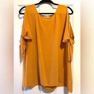 Michael Kors Mustard Cold-Shoulder Tie-Sleeve Tunic Top